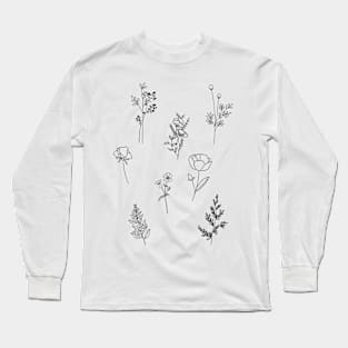 botanical minimal flowers Long Sleeve T-Shirt